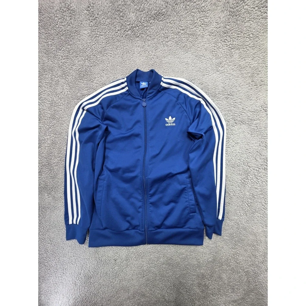 Adidas Youth Boys Size‎ 15-16Y XL Track Jacket Full Zip Blue with White Stripes